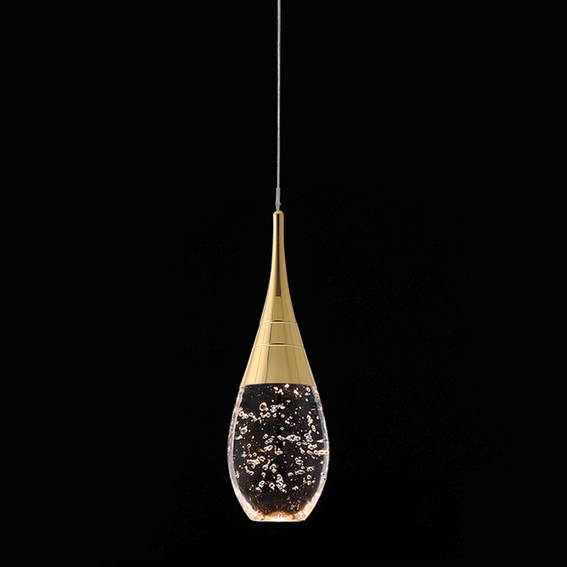 Luminaire suspendu simple à 1 lumière Lykeisha, Bulle dorée