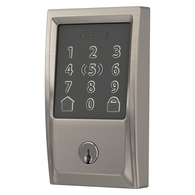 Encode Plus Smart Wifi Deadbolt With Century Trim, Satin Nickel