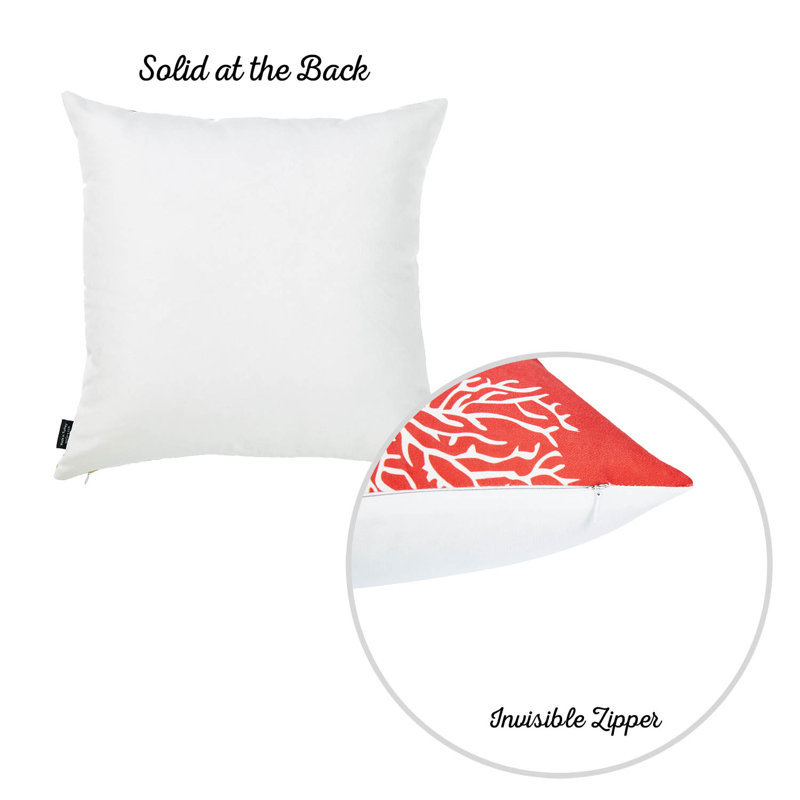Red and White Coral Print Throw Pillow Covers Set of 4