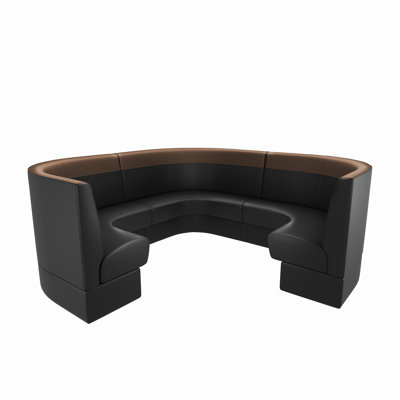 3/4 Circle Curved Booth, Private Corner Booth - Contrast Stitched Head Roll (Pack of Three 1/4 Circle Booths)