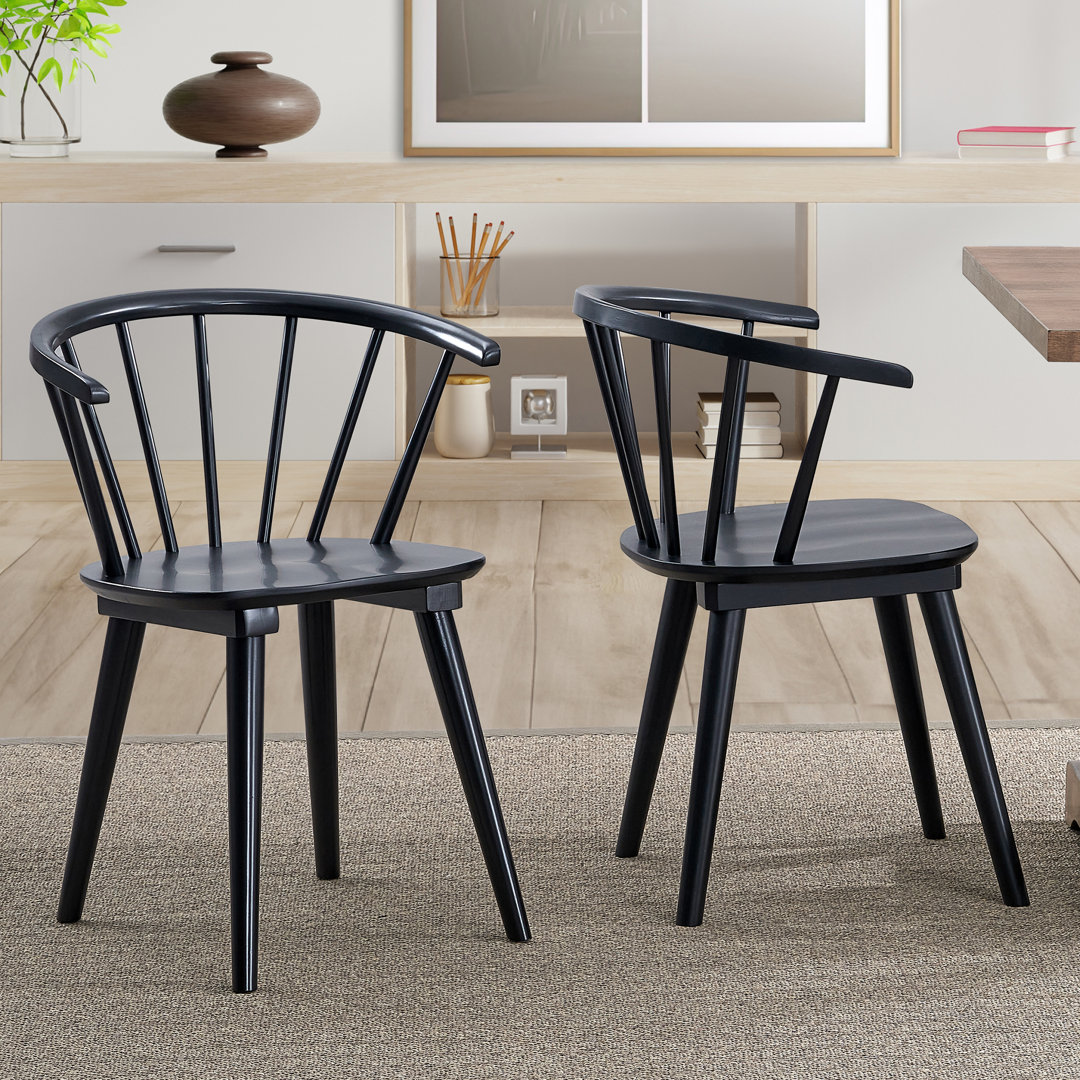 Majidah 21.7" Contemporary Black Windsor Style Spindle Back Dining Side Chair (Set of 2) Gracie Oaks