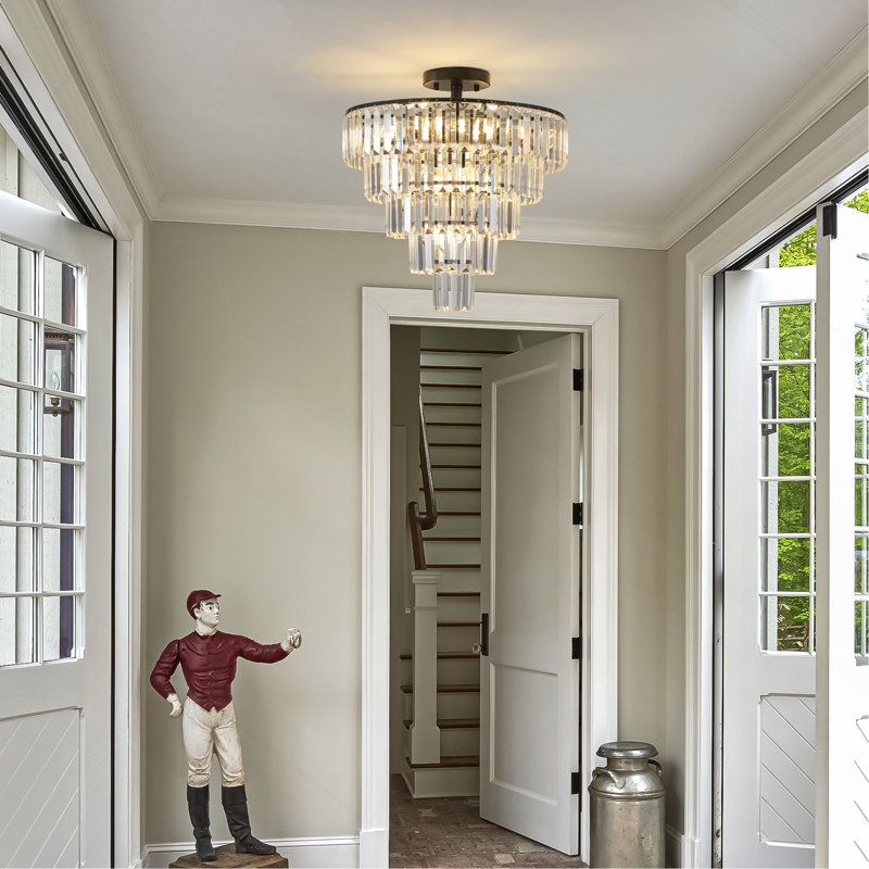 Black Crystal Chandelier 20" Ceiling Light