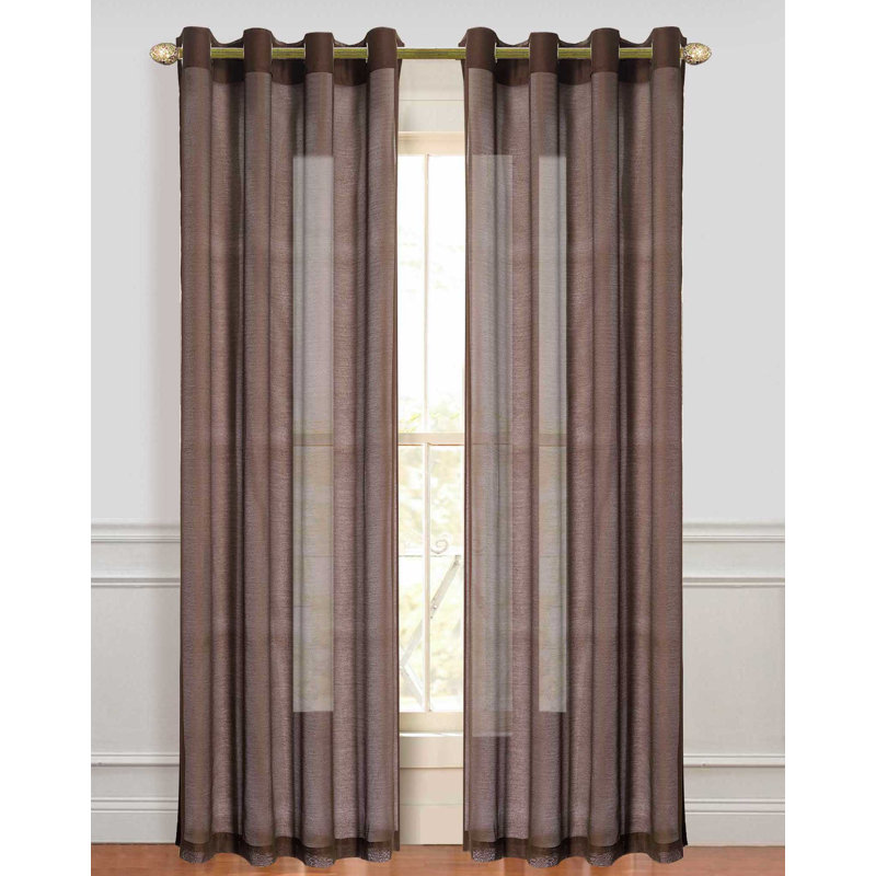 Sirmans Semi Sheer Curtain Pair, Chocolate