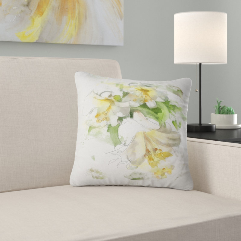 «Bunch of Small Flowers Watercolor» - Coussin imprimé floral, 16 po x 1 po, Coussin décoratif