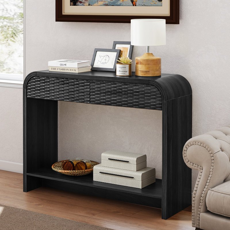 43.3'' Arched Console Table With 2 Drawers, Black