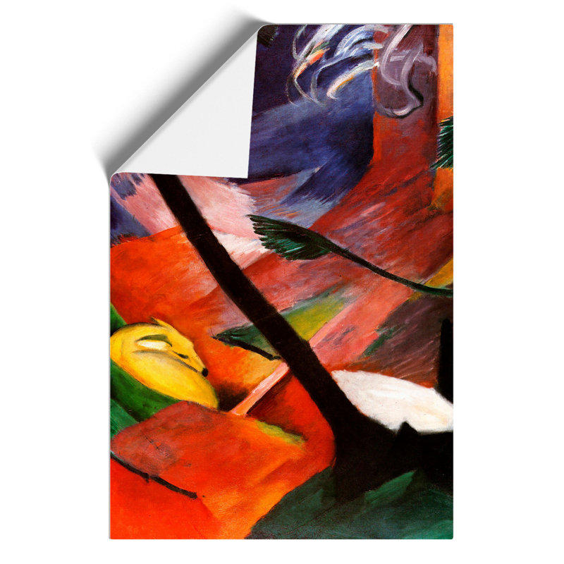 Sleeping Deer In The Forest by Franz Marc - No Frame Painting, 42cm H x 30cm W x 0.1cm D