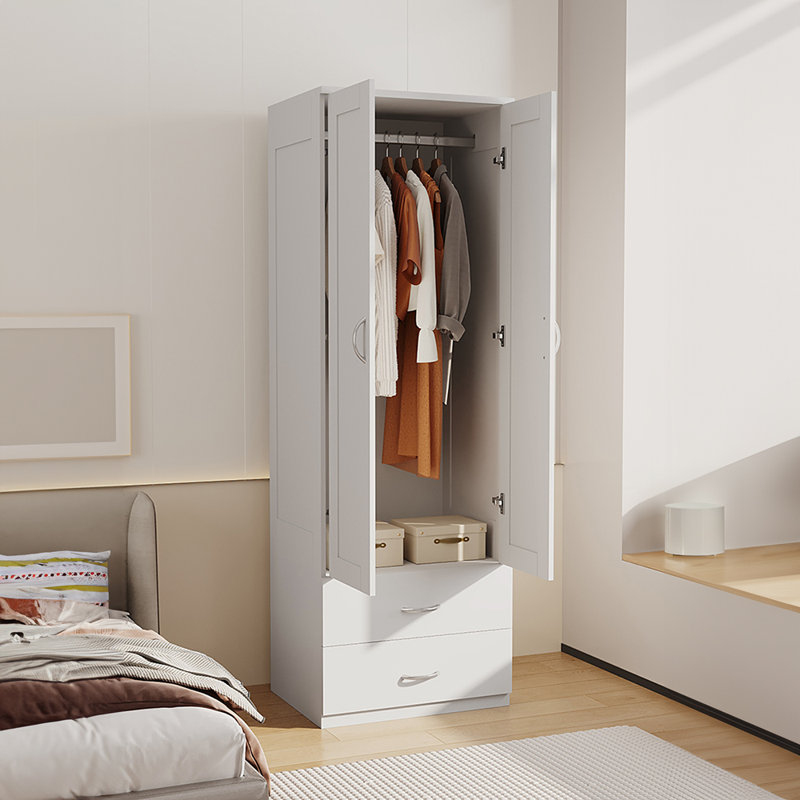 2 Door Engineered Wood Wardrobe, White