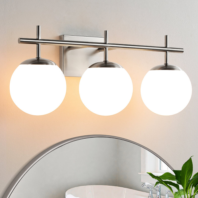 Luminaire de salle de bain 3 lumières à intensité variable pour miroir de salle de bain, Nickel brossé