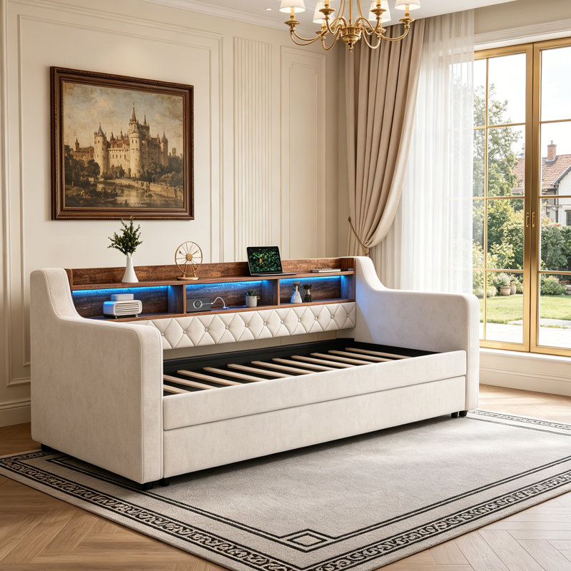 Upholstered Daybed, Beige