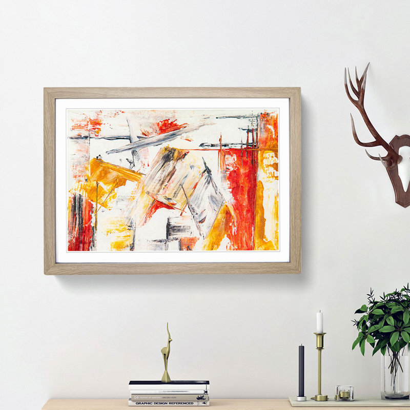 Abstract Art Painting Vol.461 by S.Johnson - Picture Frame Painting Print, Oak Framed, 36cm H x 48cm W x 2cm D
