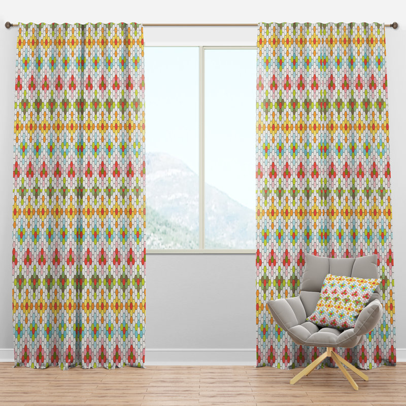 Panneau de rideau simple semi-diaphane avec passe-tringle Mid-Century Design, l 52 po x L 84 po