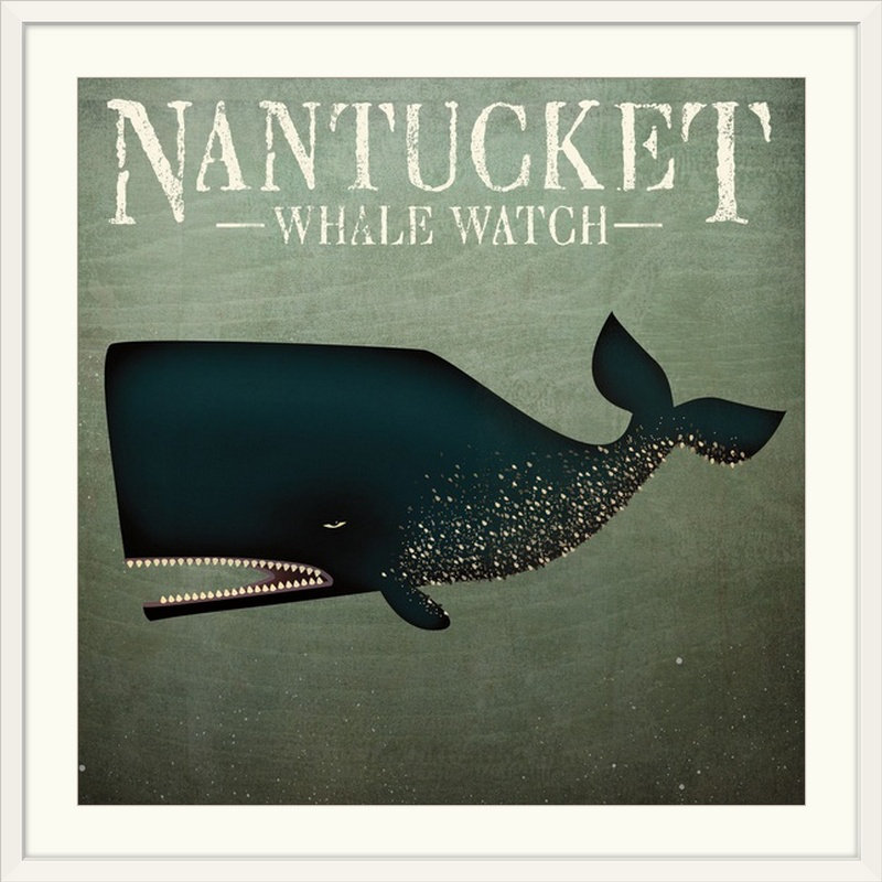 « barnacle baleinee nantucket » par ryan fowler, affiche rétro, Cadre blanc, H 38 po x l 38 po x P 1 po