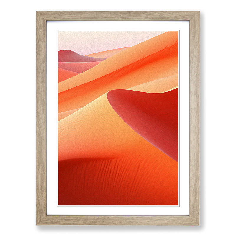 Desert Colour Field - Single Picture Frame Rectangle Print on Wood, Oak Framed, 64cm H x 46cm W