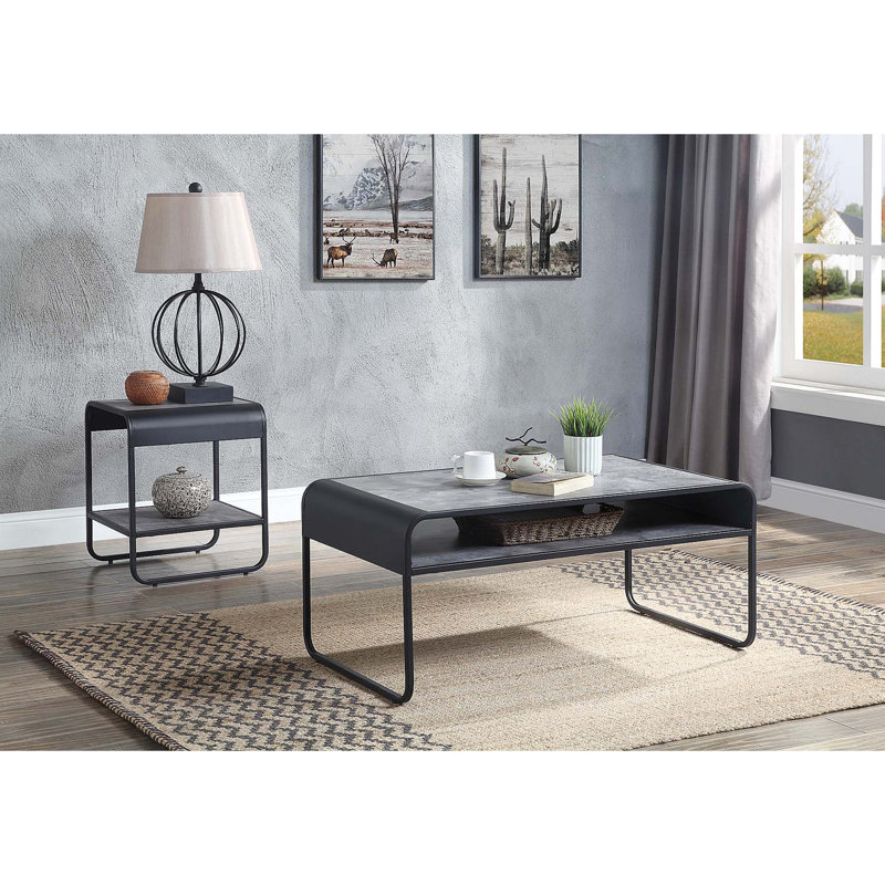 Metal Frame Coffee Table With Open Shelf
