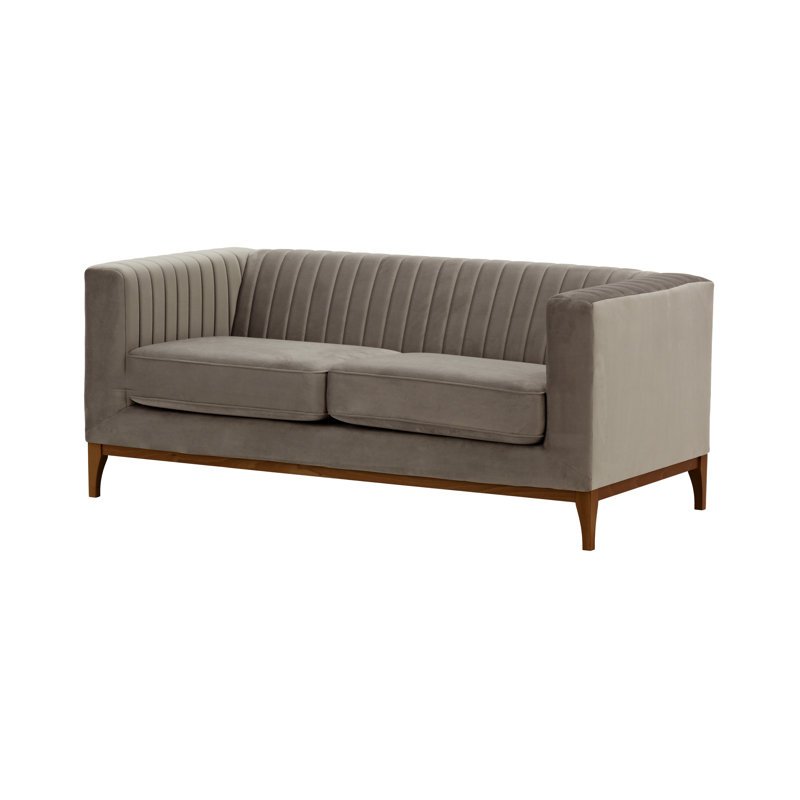 Buie Velvet Sofa, Dark Oak, Taupe