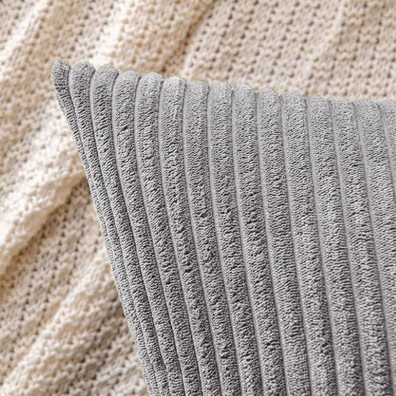 Striped Heavy Crushed Velvet Cushion Cover (Set Of 2) , Silver
