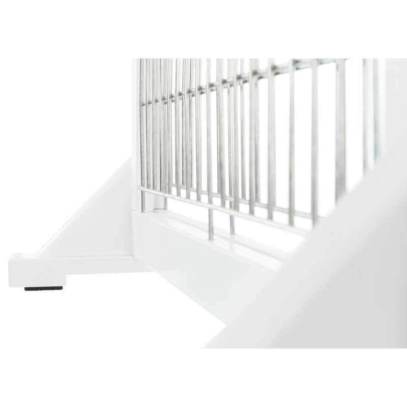 Adjustable White Wood and Metal Freestanding Pet Gate