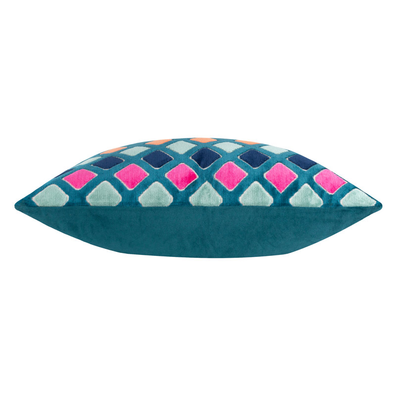 Metro Diamond Geometric Rectangular Cushion Cover, Blue/Pink/Orange