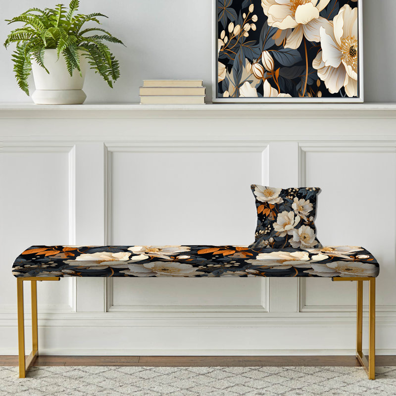 Banc floral rembourré or, Neill