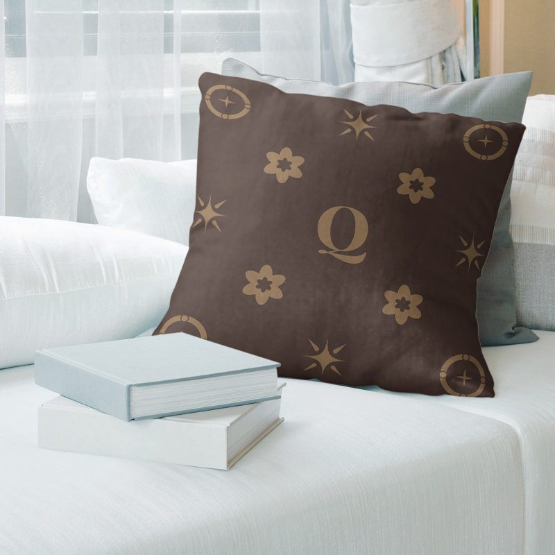 Coussin en polyester Spun, Brun foncé / Beige, Oui