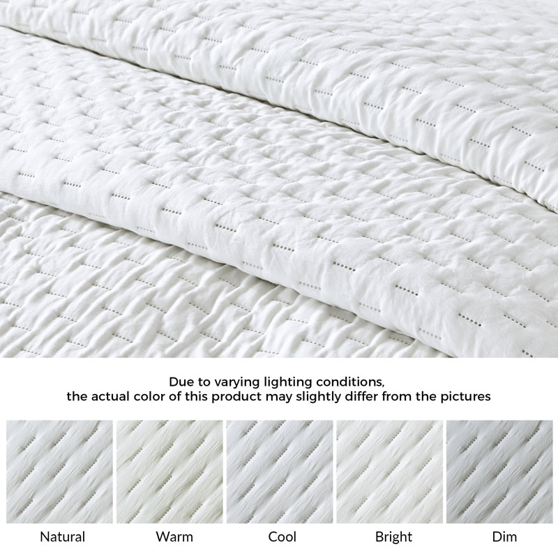 Polyester Quilt Set, White, Queen Quilt + 2 Pillowcases