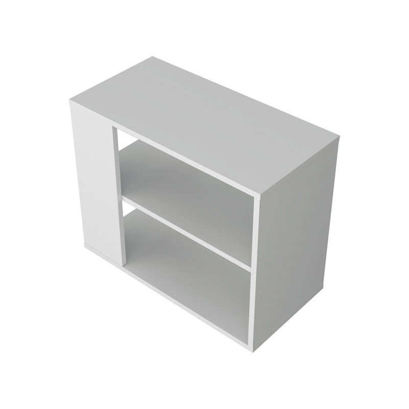 Table d'appoint Rio Verde en mélamine avec rangement ouvert, Blanc