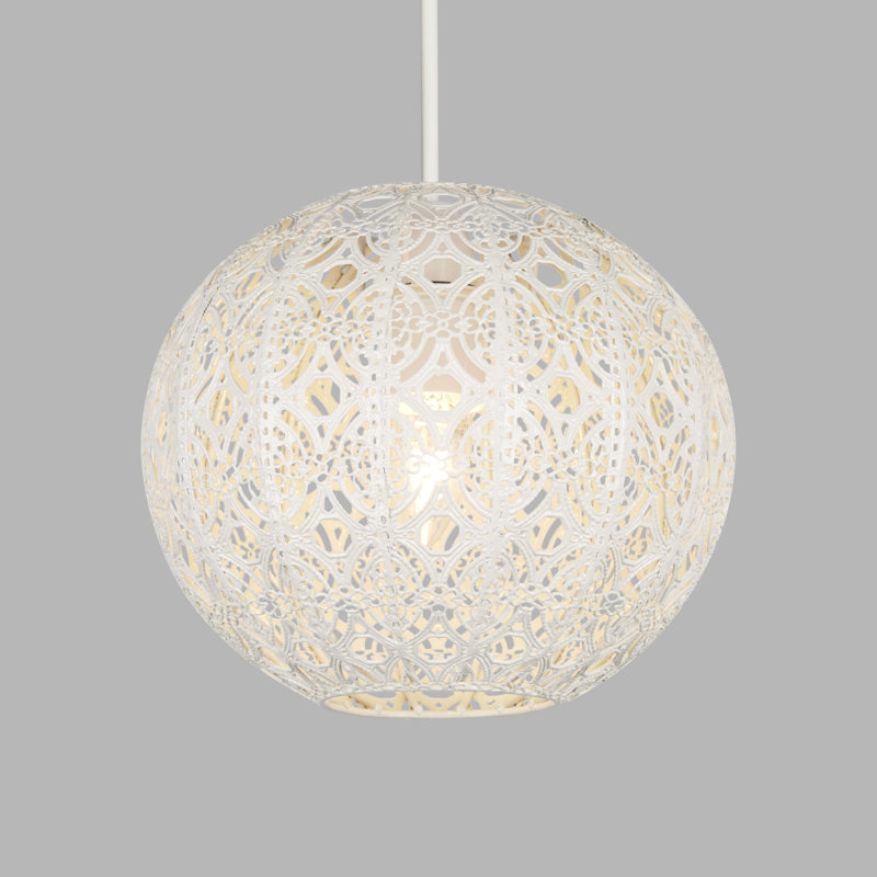 20cm H Metal Round Pendant Shade ( Uno ) in Gloss Cream