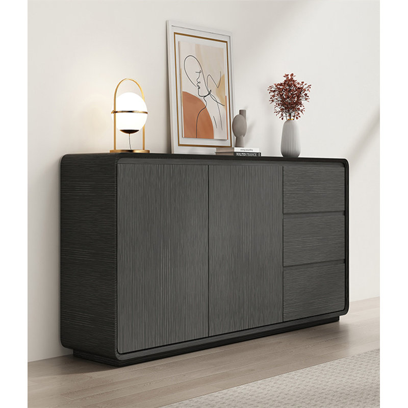 Modern Simple Solid Wood Sideboard, Black/Gray, 31.49" H x 47.24" W x 15.75" D