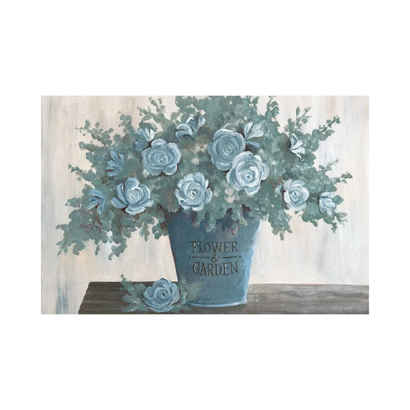 «Steel Blue Floral II», reproduction d'art sur toile tendue, H 8 po x l 12 po