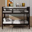 Lit superposé double au dessus d'un lit double avec échelle, lits superposés en bois-112870357