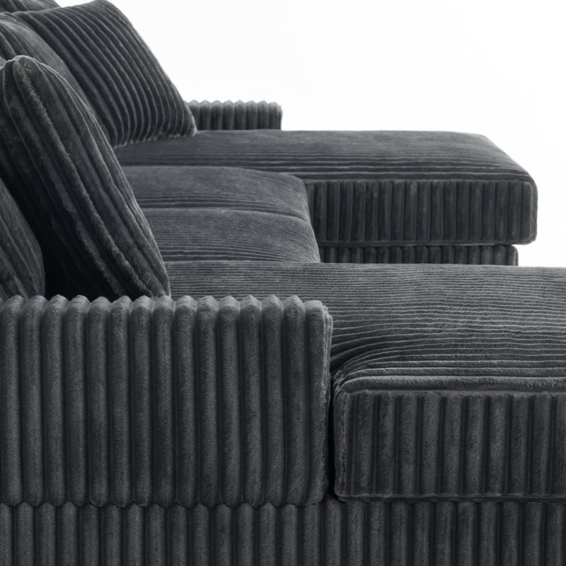 4 Seater Seating Component, Grey Faux Fur