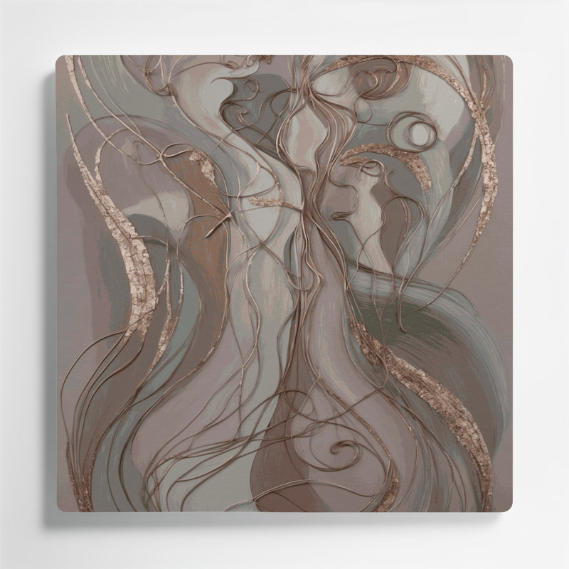 Abstrait art figuratif gris en métal 96, H 8 po x l 8 po