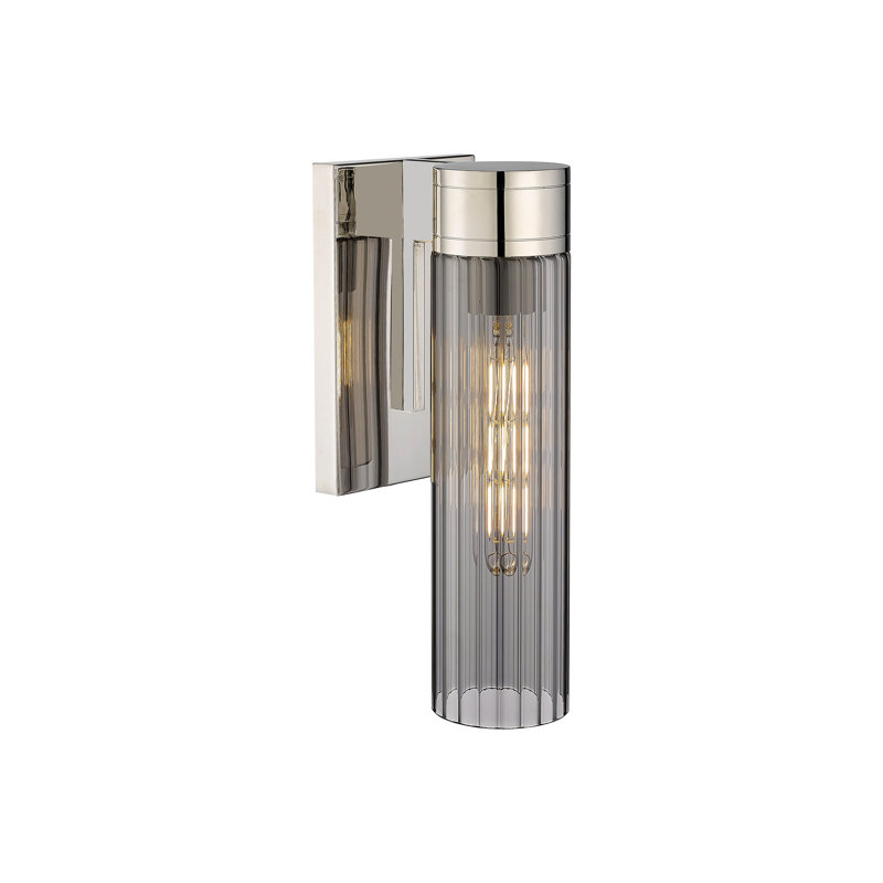 Applique murale 11 po Empire, H 12,63 po x l 5,5 po x P 3,13 po, Plaqué couleur fumée, Nickel poli