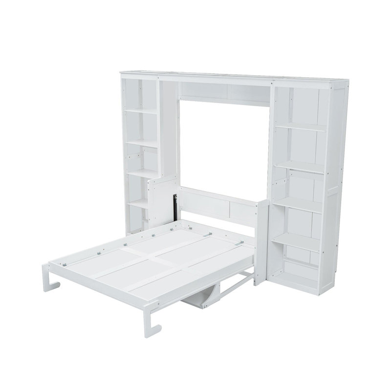 Lit escamotable double avec bureau et bibliothèque