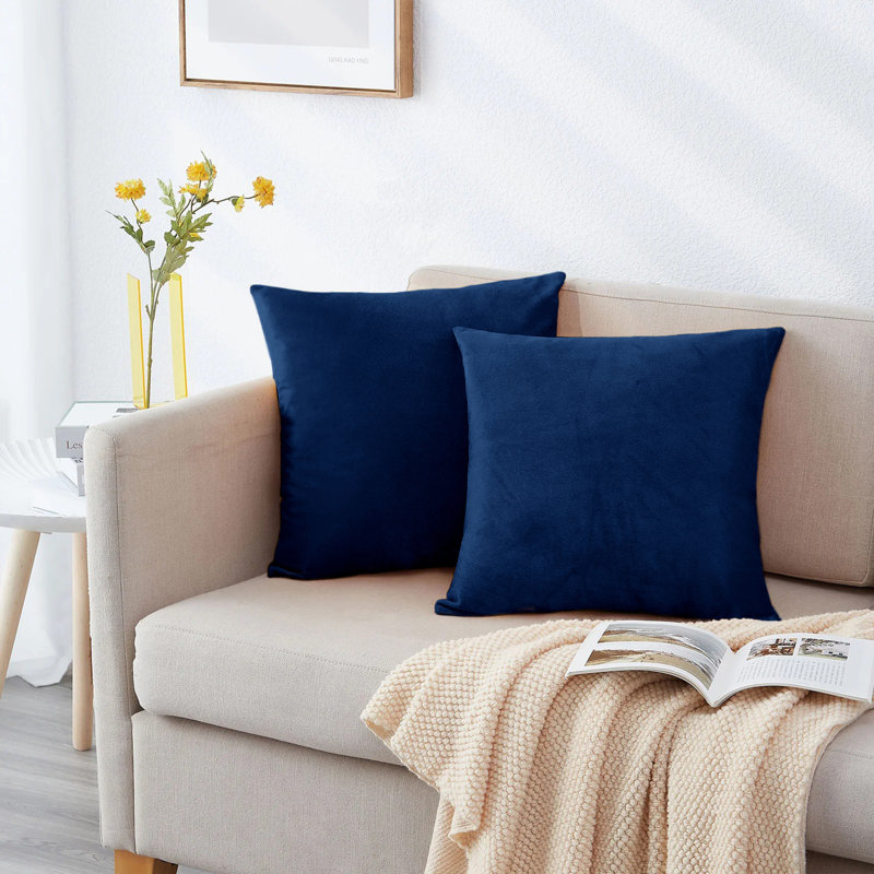 Perfas Square Scatter Crushed Velvet Cushion Cover, Navy