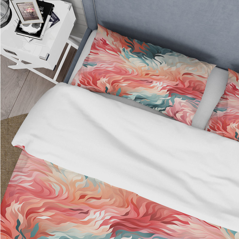 Coral Canvas Tropical Pattern II Polyester Abstract Duvet Cover Set, Twin Duvet Cover + 1 Standard Sham
