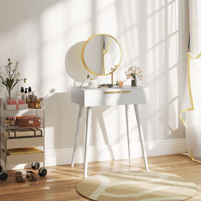 HOMCOM Modern Dressing Table with Mirror 60 x 40 x 123 cm White