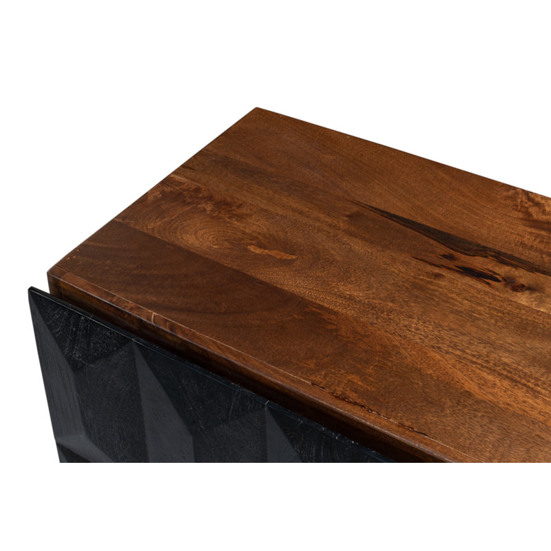 Megan 81'' Black and Brown Solid Wood Sideboard