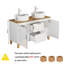 Meuble-lavabo double 47 po avec plateau en bois massif et tiroirs à fermeture en douceur Valmont