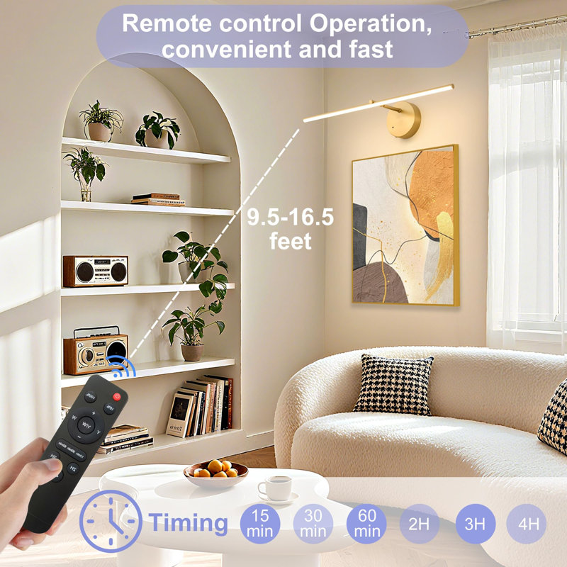 Battery Powered LED Wall Mount Picture Light, Gold