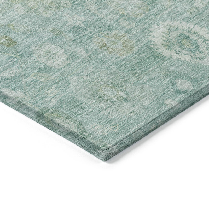 Machine Washable Indoor/Outdoor Xhevrie Teal Rug, Rectangle 1'8" x 2'6"