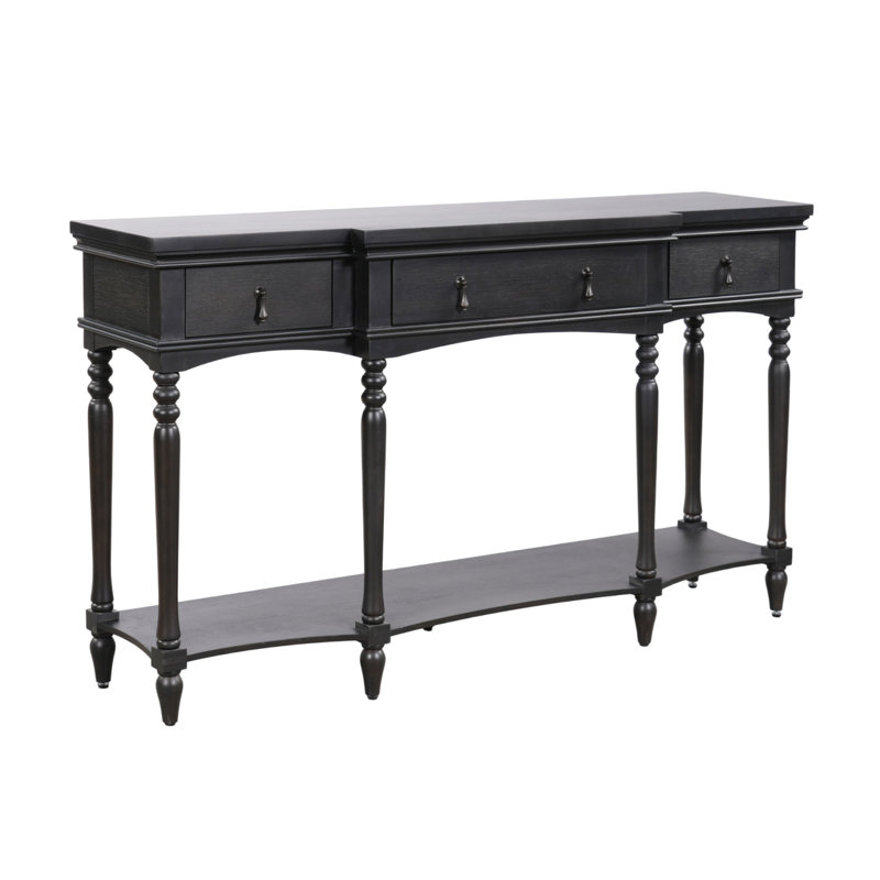Console 58 "avec tiroirs et tablette inférieure, Noir