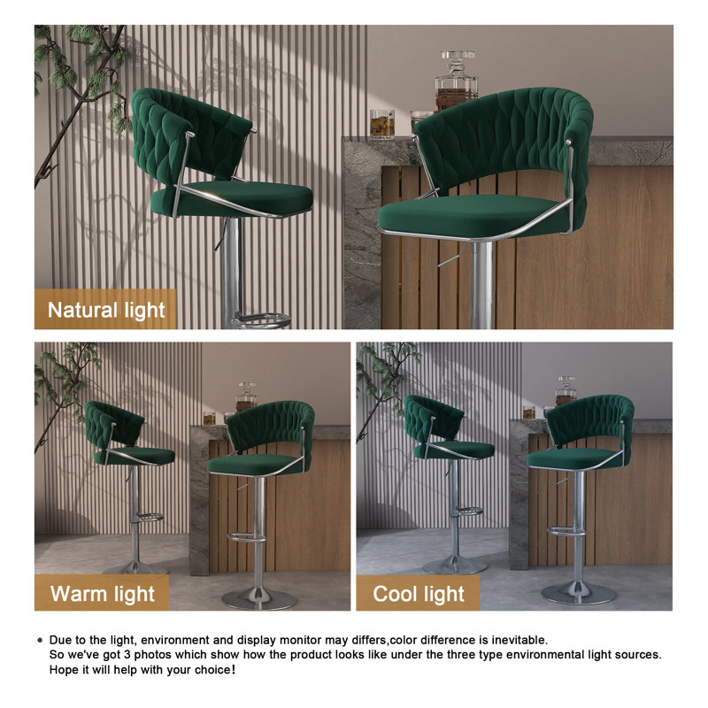 Tabouret de bar Christal, Vert foncé, Argent argent
