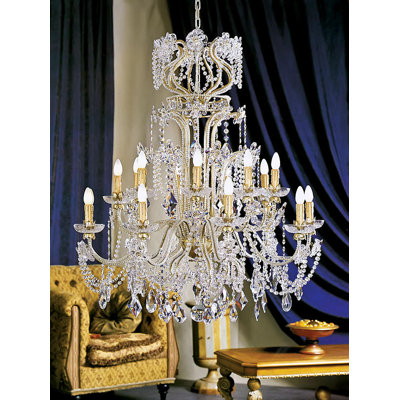 18 - Light Candle Style Empire Chandelier with Crystal Accents