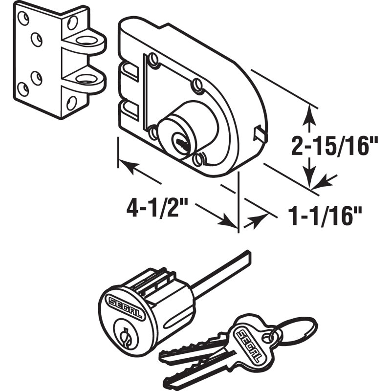 Verrou solide en bronze massif, 688/688, double cylindre, angle et gâche plate, finition laiton brossé (paquet simple)