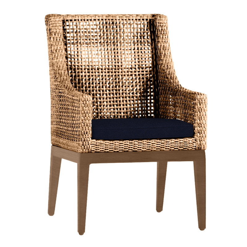 Fauteuil tissé péninsule clair Raphia / bois de santal, Welt, Lin marine, Raphia / bois de santal