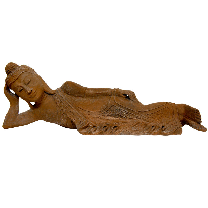 Reclining Iron Look Buddha Figurine