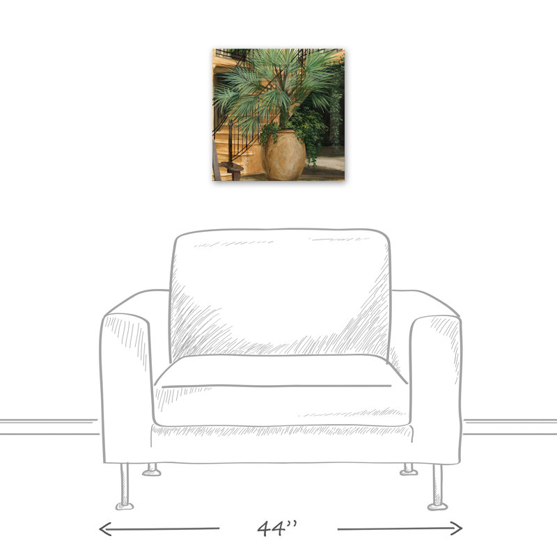 Plante en pot sur toile, H 16 po x l 16 po x P 1,25 po