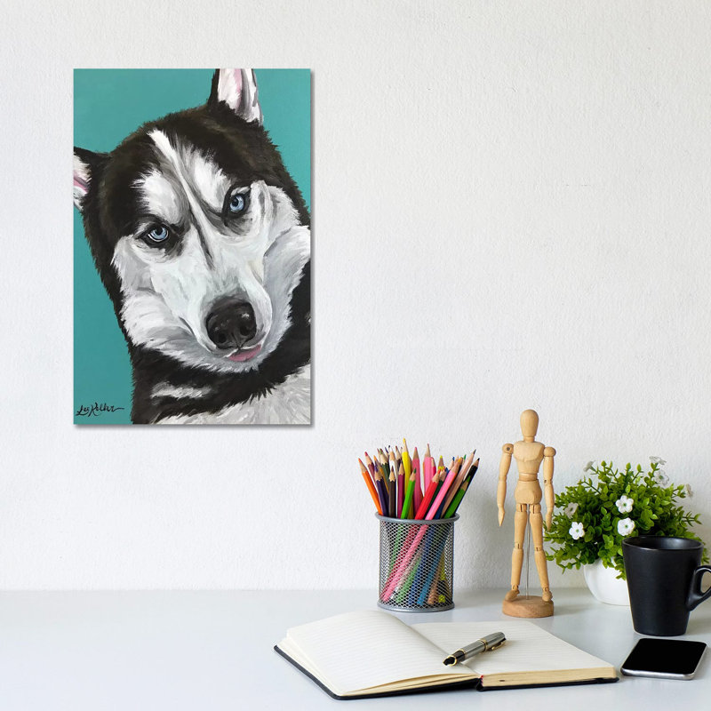 Husky On Seafoam - Wrapped Canvas Painting, 20.32 cm H x 30.48 cm W