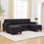 Canapé d'angle modulaire Cloud 102 pouces (259 cm) - 144 cm (L) x 87 cm (P) x 87 cm (H) - Mélange de lin - Noir - Avec rangement sous l'assise